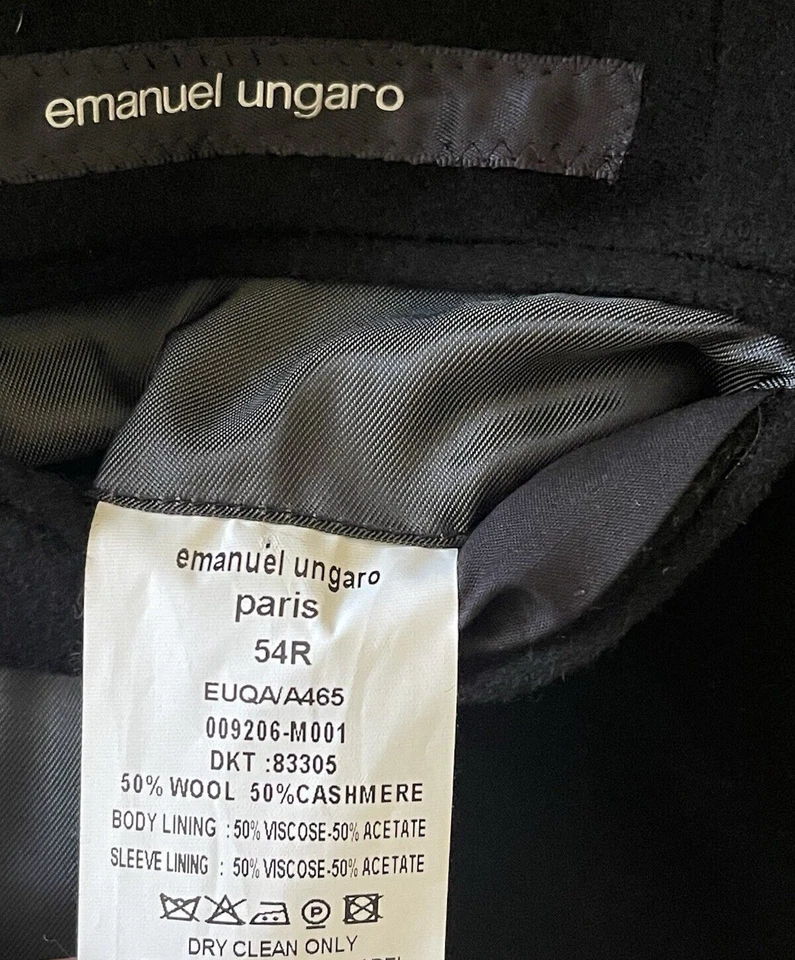 Blazer para hombre Emanuel Ungaro Italia negro lana cachemir 54R venta al por menor $890 Foto 3 de 4