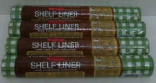 4 Vtg Rubbermaid Shelf Liner Green Plaid 10ft x 12" NOS 1980 Retro FREE SHIPPING