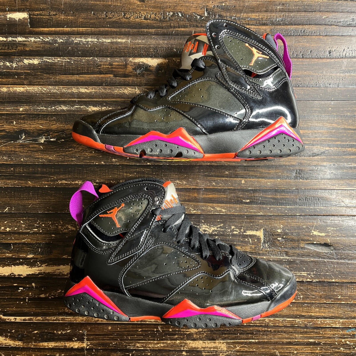 Women's Air Jordan 7 Retro Sneakers Black Patent Size 7.5 Women's Air Jordan 7 Retro Sneakers Black Patent Size 7.5