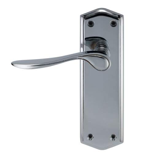 Satin Finish Stellar Door Handles On Shaped Backplate In Latch, Lock Or - Foto 4