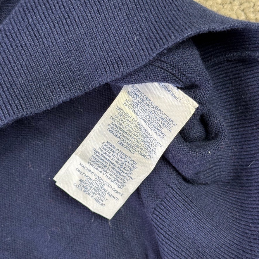 CHAPS Solid Navy Blue V-Neck Pullover 100% Cotton… - image 7