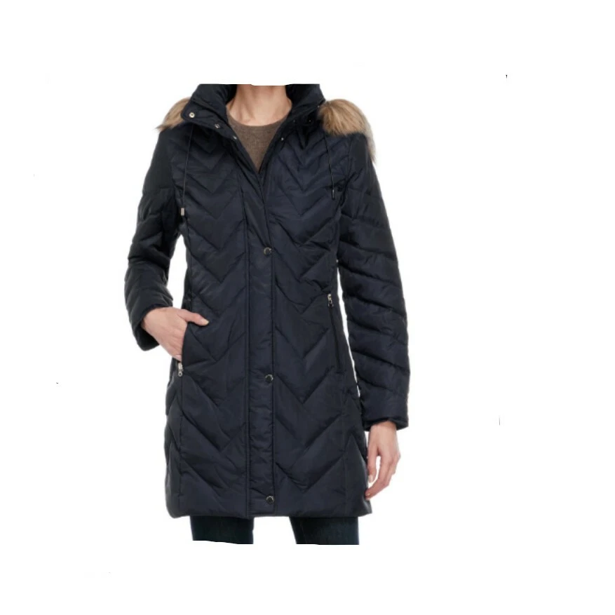 Marc New York Women Roxbury Matte Satin Puffer Coat Blue Size L