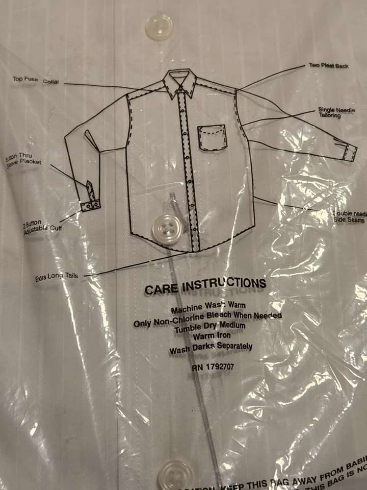 Alexander Lloyd Big and Tall  17 1/2, 37-38 Tall  White Stripe Button-Down Shirt - Image 3 of 4