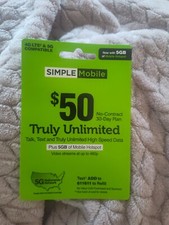 SIMPLE MOBILE REFILL 50 brand new never used. Purchased by accident.