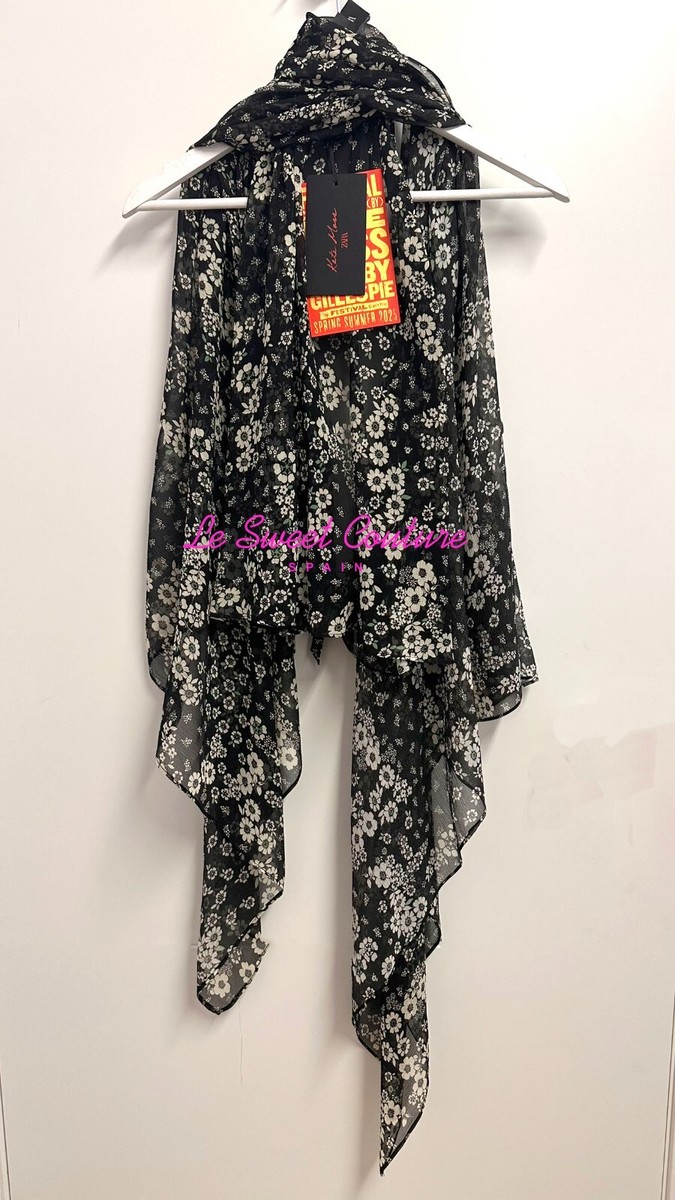 ZARA WOMAN NWT SS25 HALTER SILK TOP KATE MOSS X ZARA BLACK FLORAL