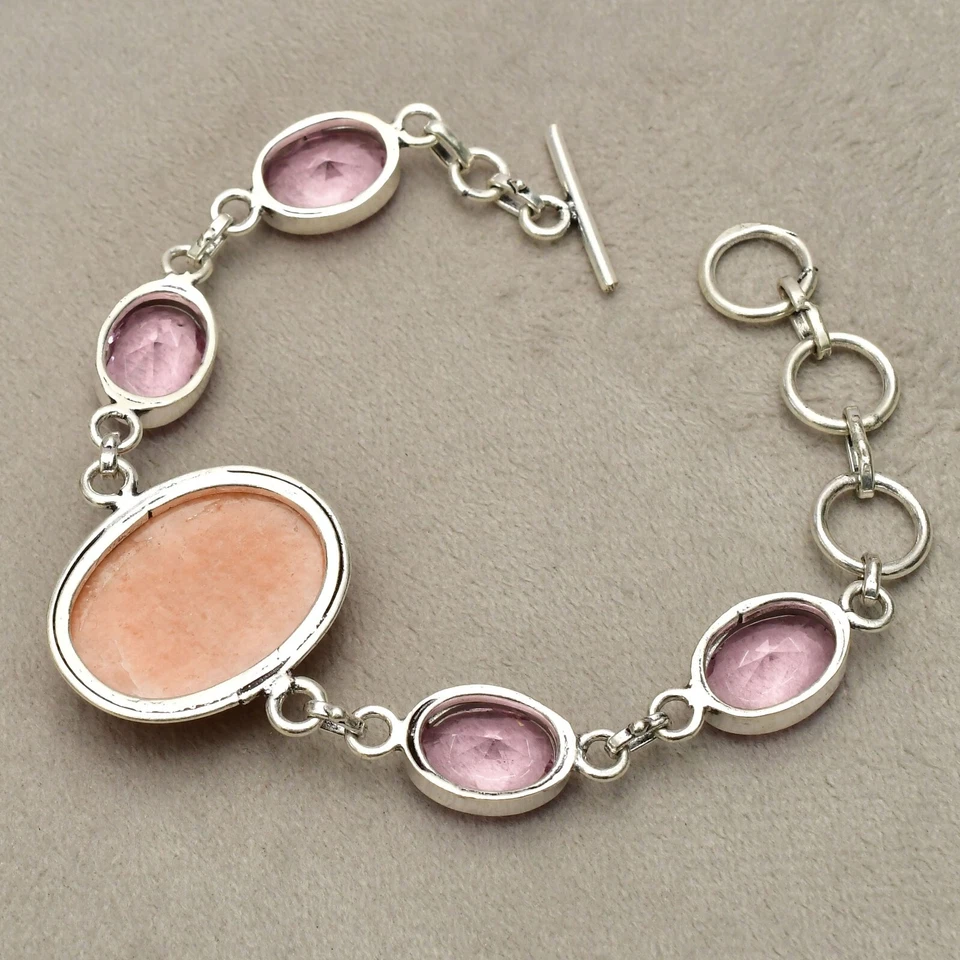 Orange Aventurin Edelstein 925 Sterlingsilber Armband Handarbeit Schmuck 7-8 ... - Bild 4 von 4