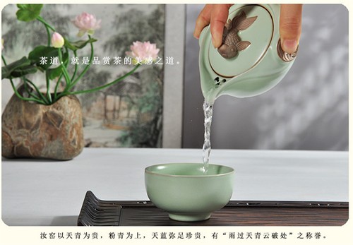 Portable Tea Set Porcelain Tea Pot With Cup For Courtyard Tea Set Travel Tea Set - Picture 4 of 12