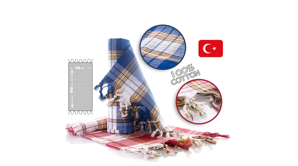 Turkish Beach Peshtemal Towel 30x70 Inc - Striped Cotton Quick Dry Wrap Blanket - Image 2 of 4