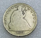 1871 S Seated Liberty Silver Half Dollar Good in saflip #J317