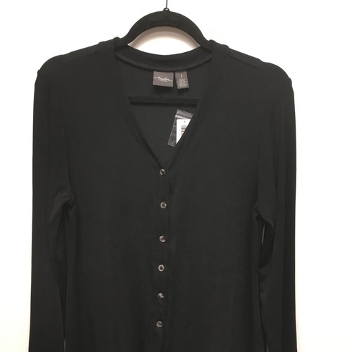 Chicos Travelers Womens Black Button Front Classic Slinky Broadway Jacket 1/M - Picture 2 of 10