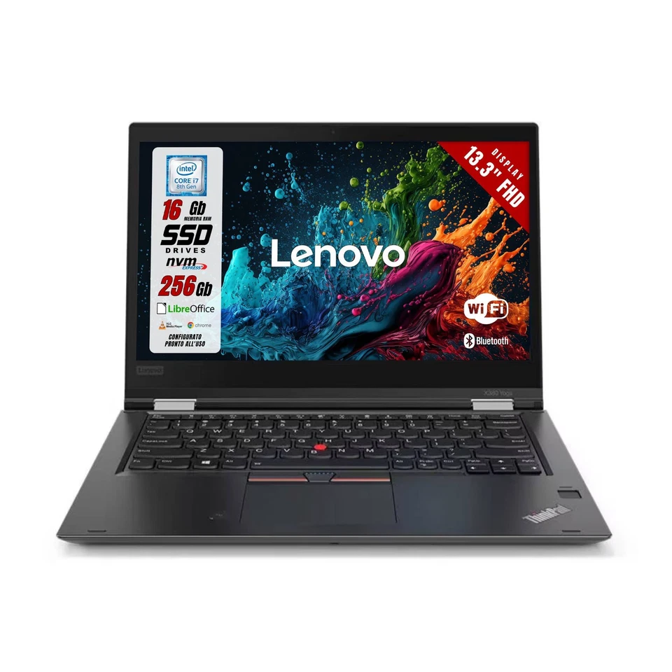 Notebook Pc Portatile Lenovo X380 13" i7-8650u 16Gb 256Gb W11 Pro Ricondizionato