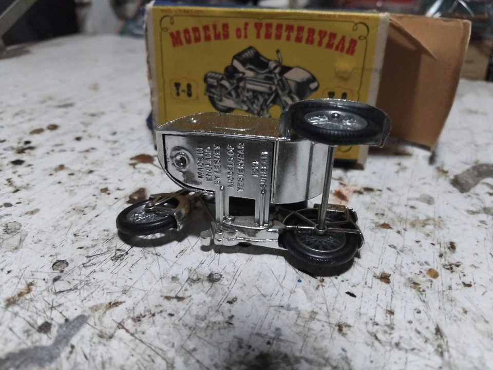 Vintage Matchbox Lesney Y-8 Models of Yesteryear 1914 Sunbeam Motor Cycle Box - Immagine 3 di 4