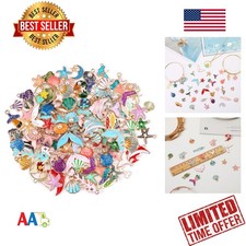 120 Pcs Ocean Sea Charms for Jewelry Making Shell Starfish Pendant Gold Enamel