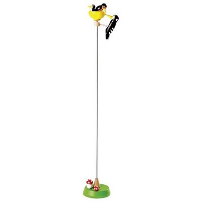 Klopfspecht mit Nachwuchs Holz Specht Metall Stange Vogel Spiel Wackelspecht NEU