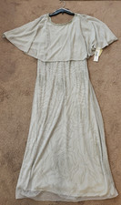 Women's J Kara Long Popover Dress Beaded Bottom Silver Size 12 5053SL NWT
