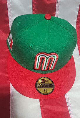 New Era Mexico WBC 59FIFTY Solid Fitted Baseball Cap Hat Green/Red Men s 7 1/8