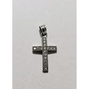 Cubic Zirconia Sterling Silver 925 Cross Pendant Charm, Christian Cross Charm