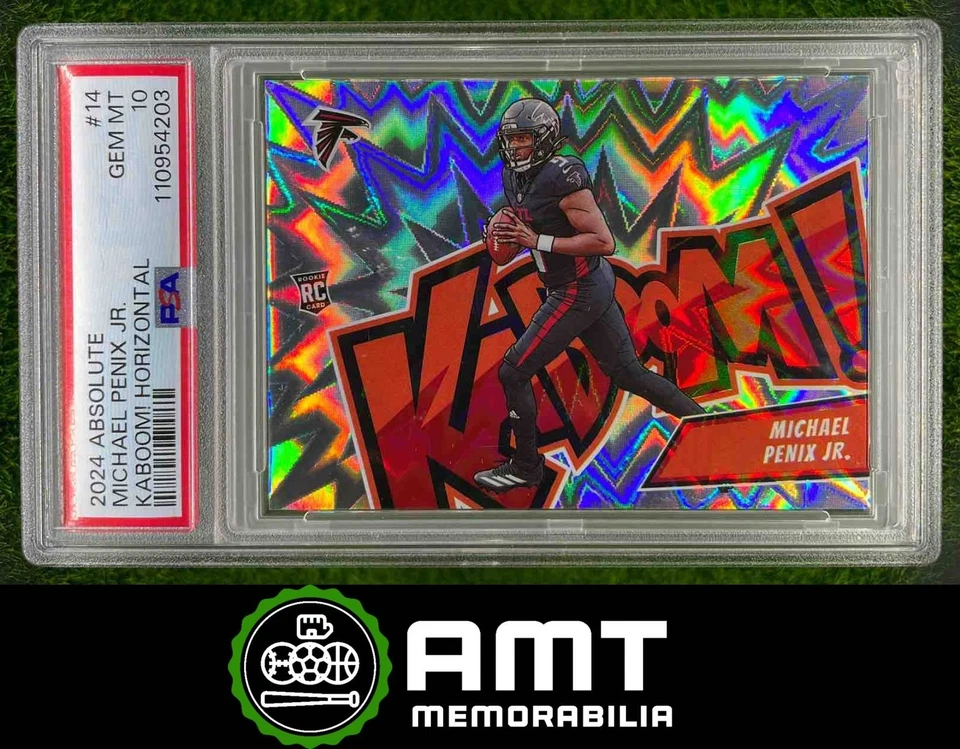 54203 2024 Panini Absolute Michael Penix Jr. Kaboom Horizontal Falcons PSA 10 RC