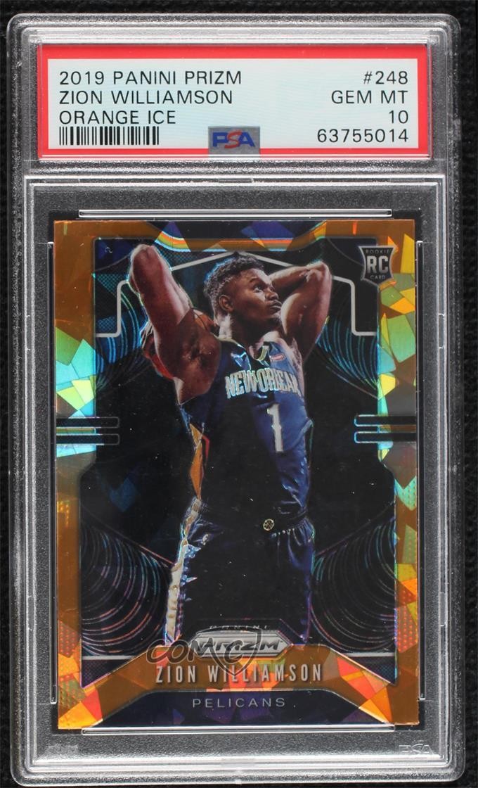 2019 Panini Prizm Orange Ice Zion Williamson #248 PSA 10 GEM MT Rookie RC 17a5