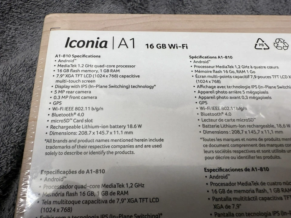 ACER  ICONIA a1-810 16GB Tablet Brand New IN BOX NOS - Image 3 of 4