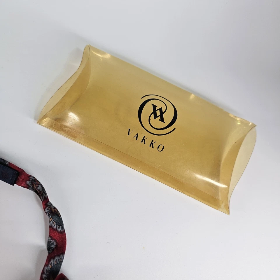 Винтажный 70-х Vakko галстук-бабочка мужской цветочный 100% шелк атласный красный готовый крюк - Изображение 4 из 4