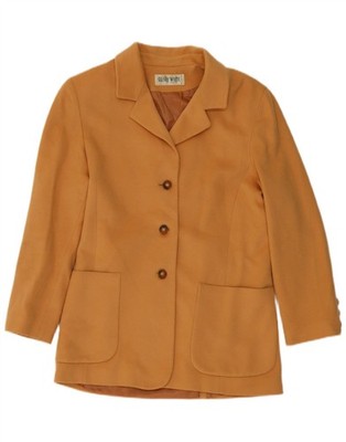 Henry White Damen 3 Knöpfe Blazer Jacke UK 14 Large Beige Wolle BK20