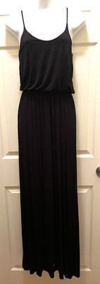 Lush Dress Womens XS Black Jersey Maxi Scoop Neck Spaghetti Strap Sundress