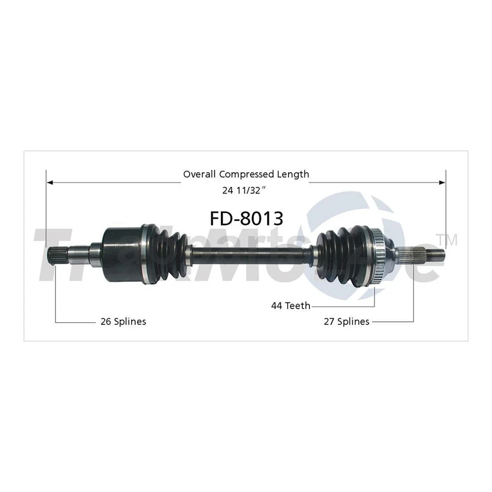 2 передних шарнирных вала оси TrakMotive для Ford Contour 2,5 л 1995 - Изображение 3 из 3