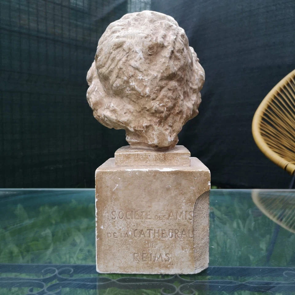 buste tête d'ange au sourire historique 1900 ateliers du louvre cathedrale reims - Photo 4/4