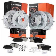 Front and Rear Drilled and Slotted Disc Brake Rotors F R Drilled and Slotted