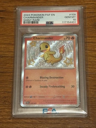 PSA 10 Charmander Shiny Rare 109/091 Pokemon Paldean Fates English Gem Mint