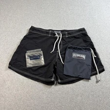 Vilebrequin Swim Trunks Shorts Men XL Black Mesh Lined Drawstring Logo Bag Beach