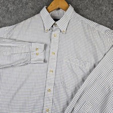 Burberry London Button Down Shirt Mens L White Blue Tattersall Check Plaid USA
