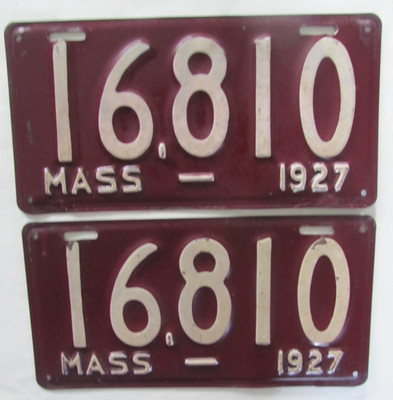 1927 Massachusetts car license plates NICE PAIR