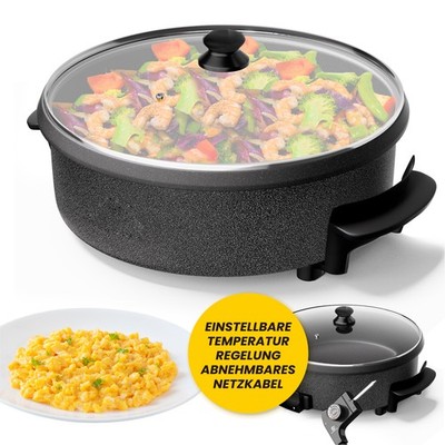 SUPERLEX Elektrische Multipfanne Antihaft Elektropfanne Hot Pot mit Glasdeckel