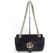 Authentic Gucci GG Marmont V Stitch Suede Chain Shoulder Bag #43127