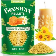 Beeswax Pellets 5LB, Pure & Natural Yellow Beeswax for Candle Making, DIY Ski...