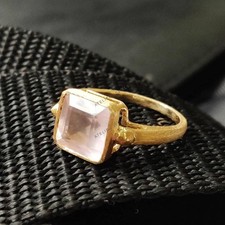 2.60 Carat Natural Rose Quartz Minimalist Band Ring 14K Gold January Birthstone