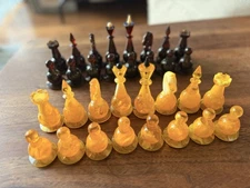 Soviet Amber chess set -  Ambroid USSR chess - vintage chess 1970 full set