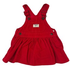 OshKosh B'gosh Jumper Dress Kids Baby 12M Red Corduroy Vestbak Overall Play