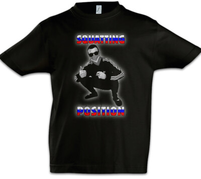 Russian Squatting Position Kids Boys T-Shirt Russia Gopnik Soviet Union Gopniki