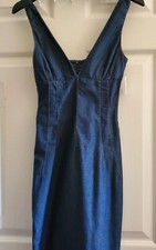 AUTH. DOLCE & GABBANA DRESS BLUE COTTON BLEND ITALY MIDI BODYCON, SZ 36-NWT