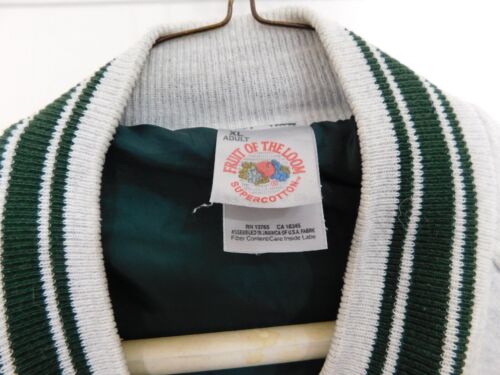 Vtg Fruit Of The Loom Gray Green Indian Motorcycle Snap Varsity Jacket Mens XL - Picture 5 of 6