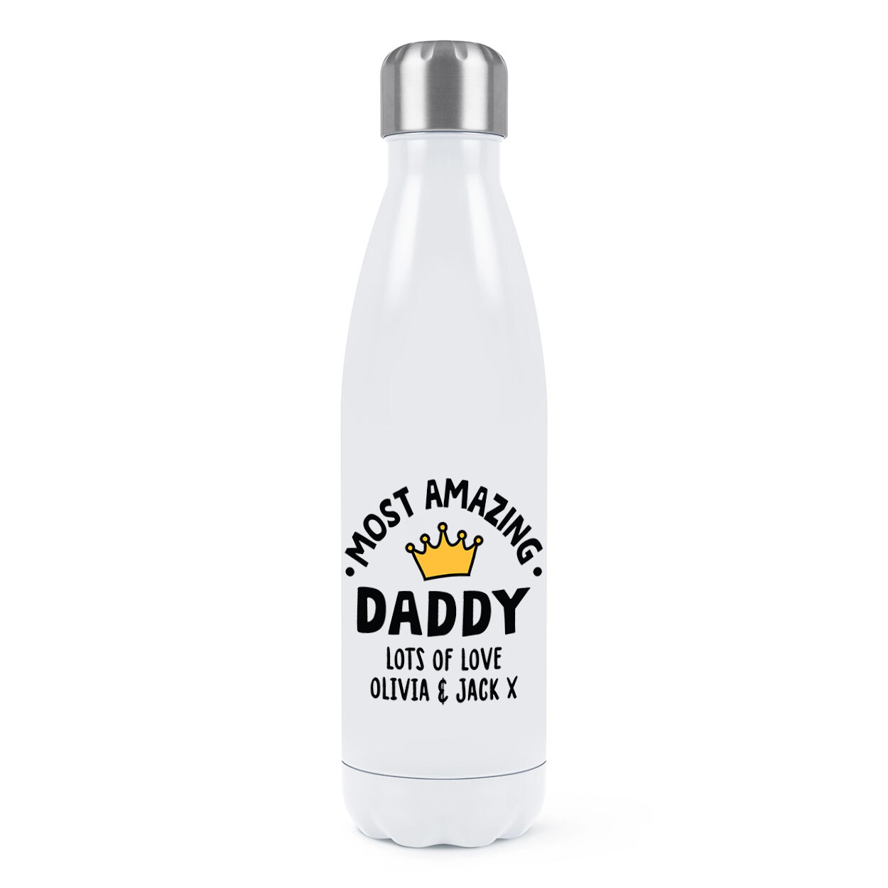 Personalised Most Amazing Daddy Crown Double Wall Water Bottle Dad Fathers Day