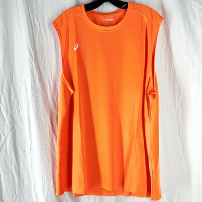 ASICS Mens Circuit Warm-up Sleeveless Shirt Neon Orange Size
