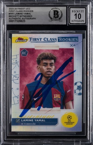 2023-24 Topps Finest UCC First Class Rookies Lamine Yamal RC #FR1 BAS Auto 10