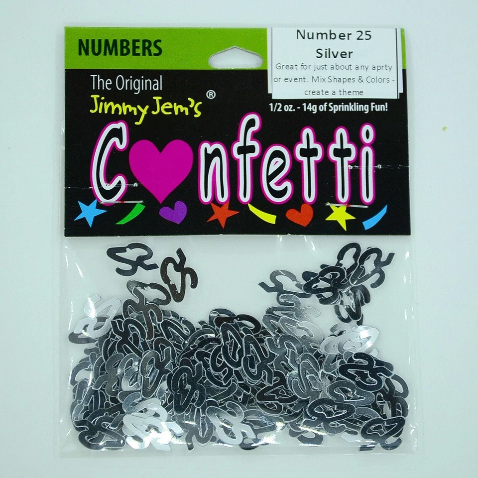Confeti número 25 plata - 2 piezas o 1/2 libras - ENVÍO GRATUITO (7250) Foto 2 de 4