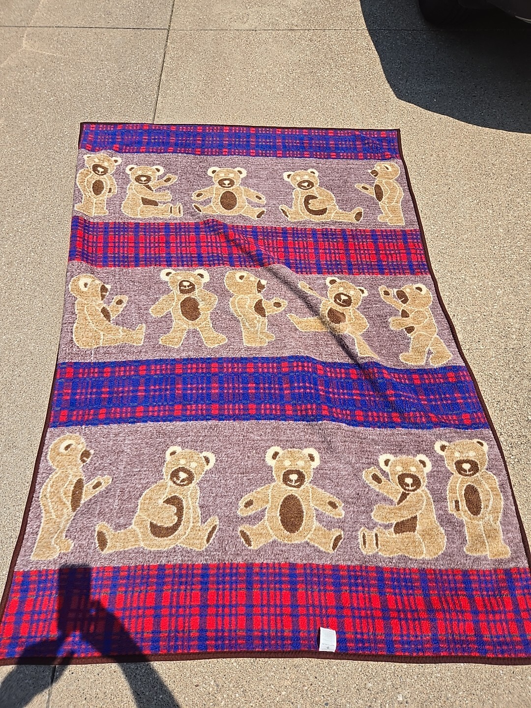 Vintage San Marcos Teddy Bear Plaid Full Size Throw Stadium Blanket eBay