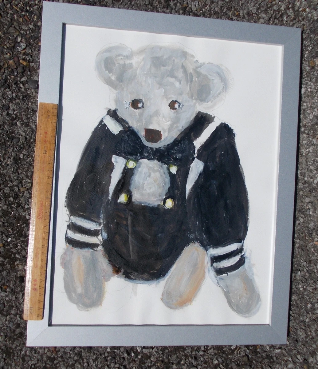STEIFF TEDDY BEAR PAINTING BY JEANNETTE PAROS NIECE OF MARK