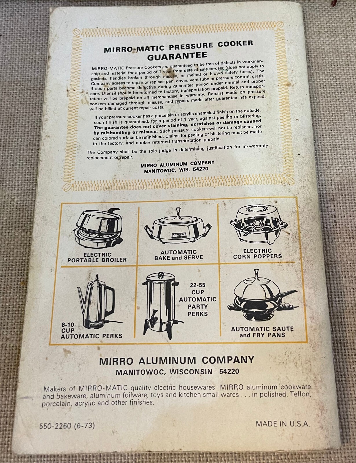 Mirromatic Speed Pressure Cooker and Canner Directions/Recipes and